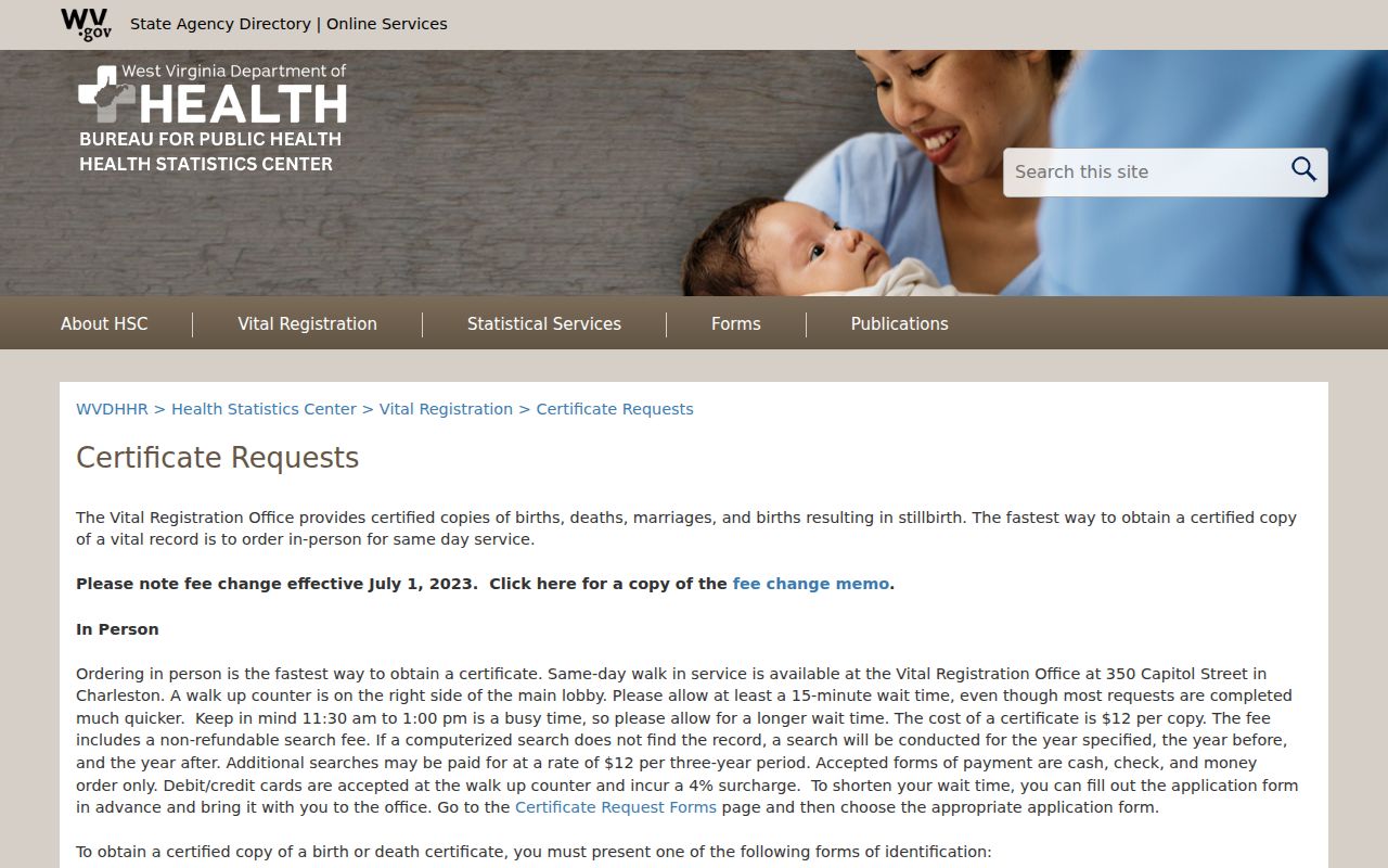 Harrison County property records research with a West Virginia vital certificate request