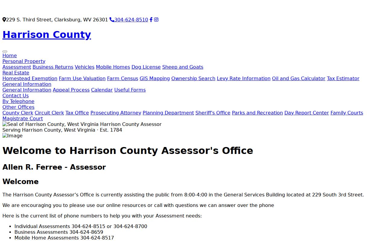 Harrison County current owner record office contacts for property questions
